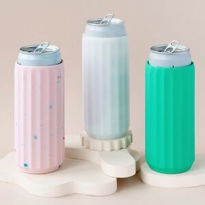 3 Pack of Drink Coozies in Green, White and Pink